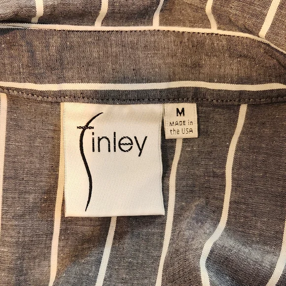 Finley gray white stripes button down shirt medium - Picture 6 of 6